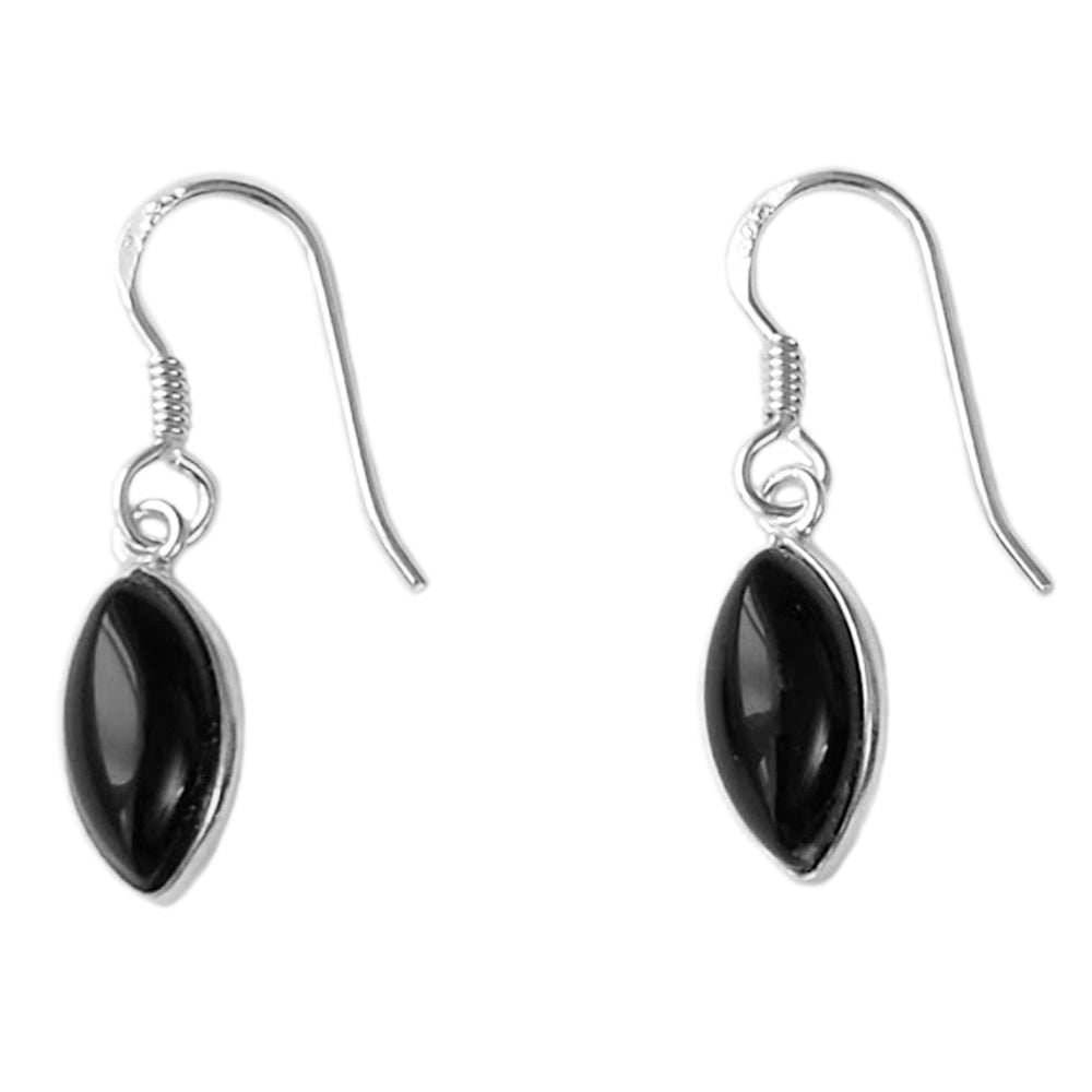 Black onyx sterling silver drop earrings