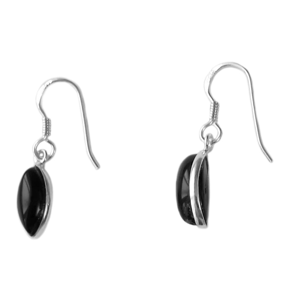 Black onyx sterling silver drop earrings