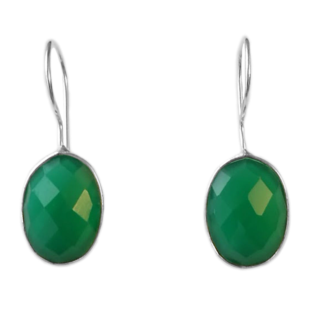 Green onyx sterling silver earrings