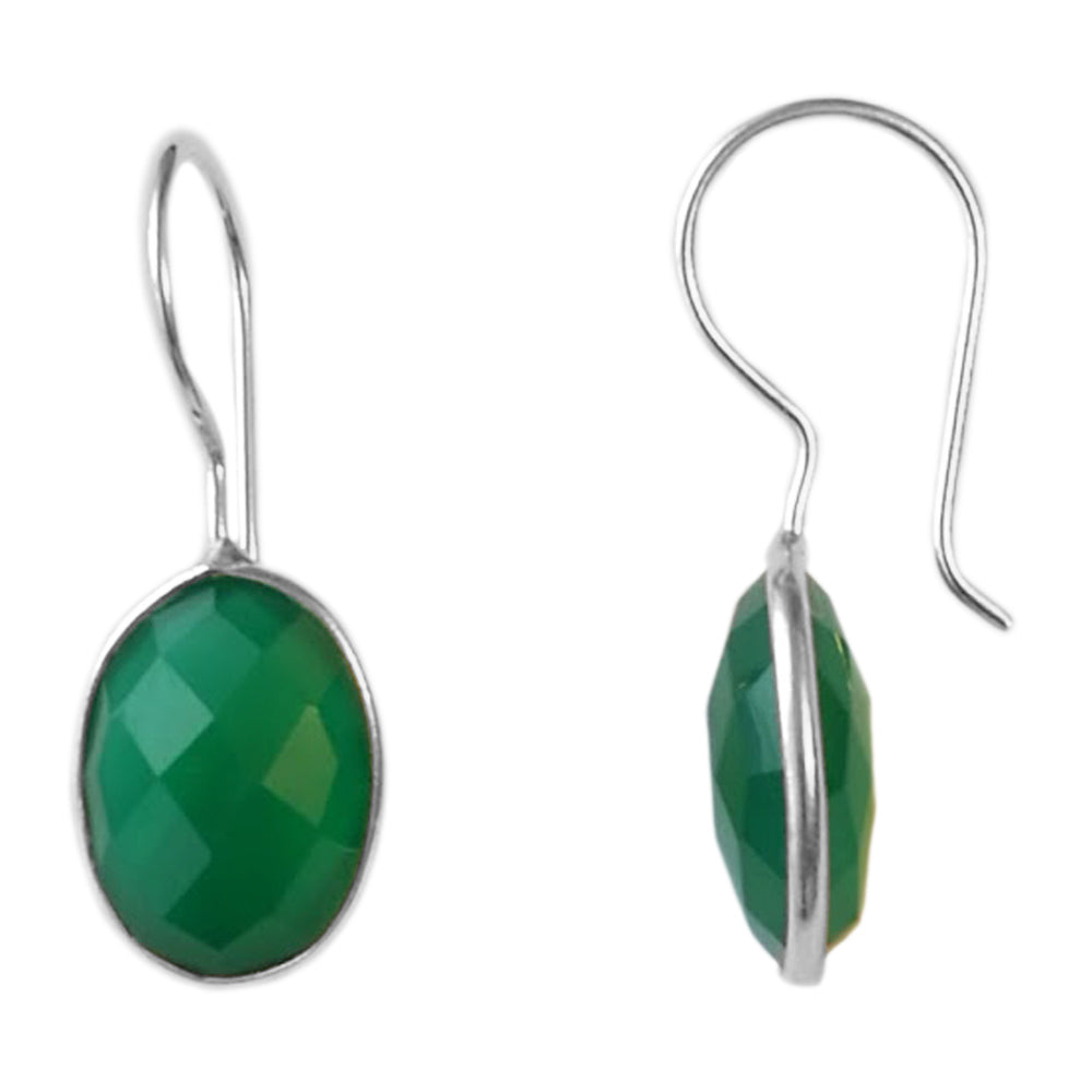 Green onyx sterling silver earrings