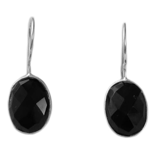 Boucles d’oreilles onyx noir en argent massif 925