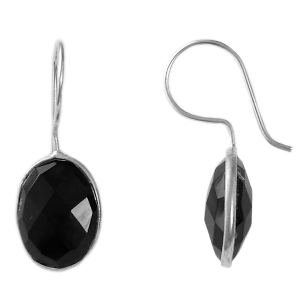 Boucles d’oreilles onyx noir en argent massif 925