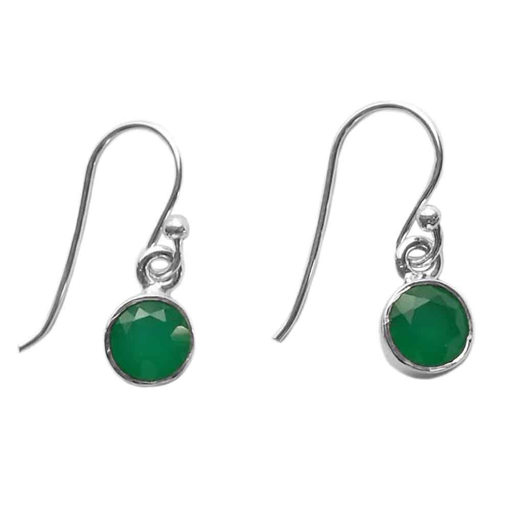 Boucles d’oreilles pendantes onyx vert en argent massif 925