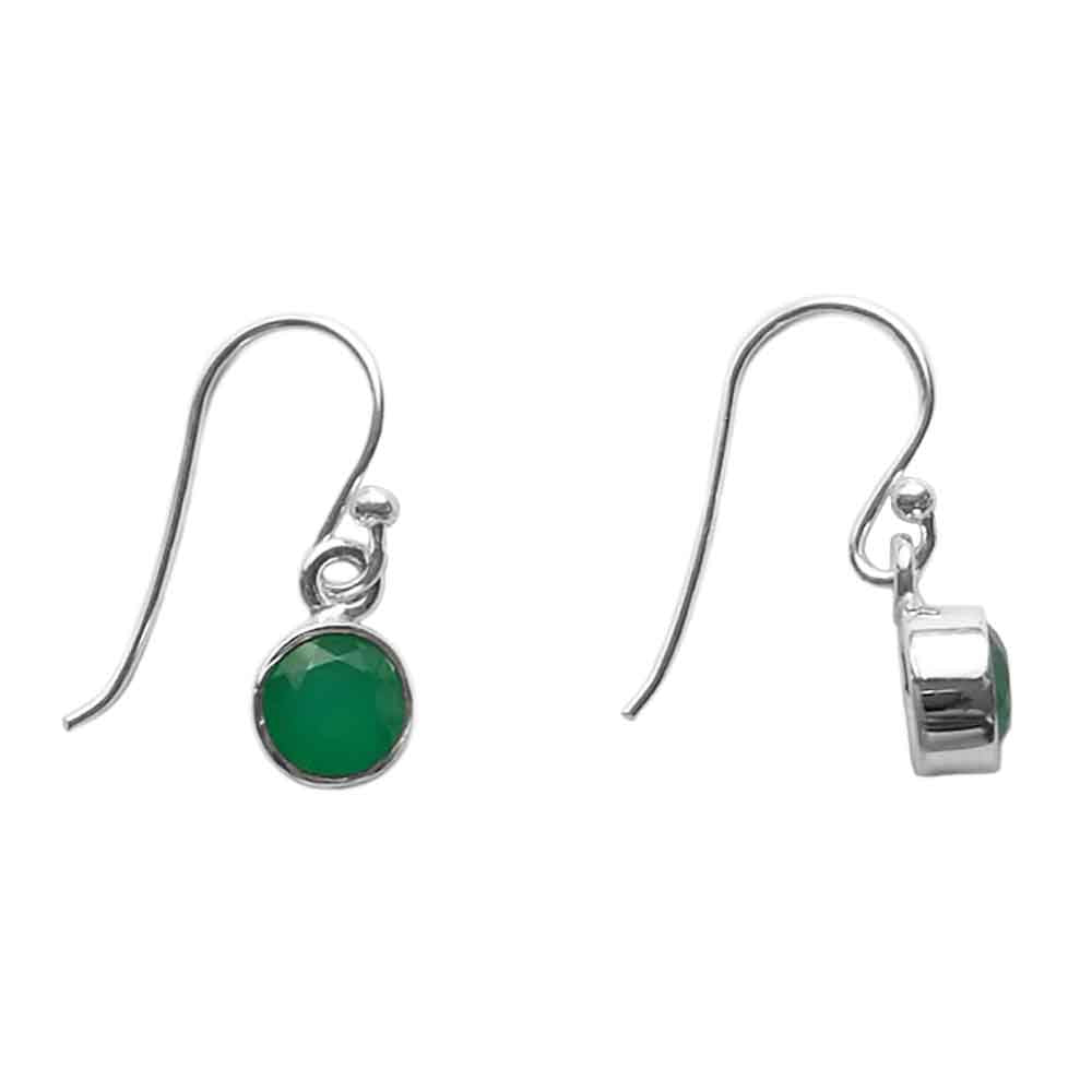 Boucles d’oreilles pendantes onyx vert en argent massif 925