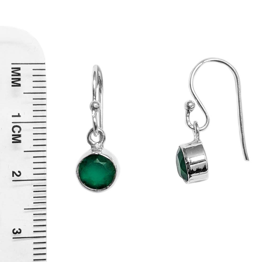 Boucles d’oreilles pendantes onyx vert en argent massif 925