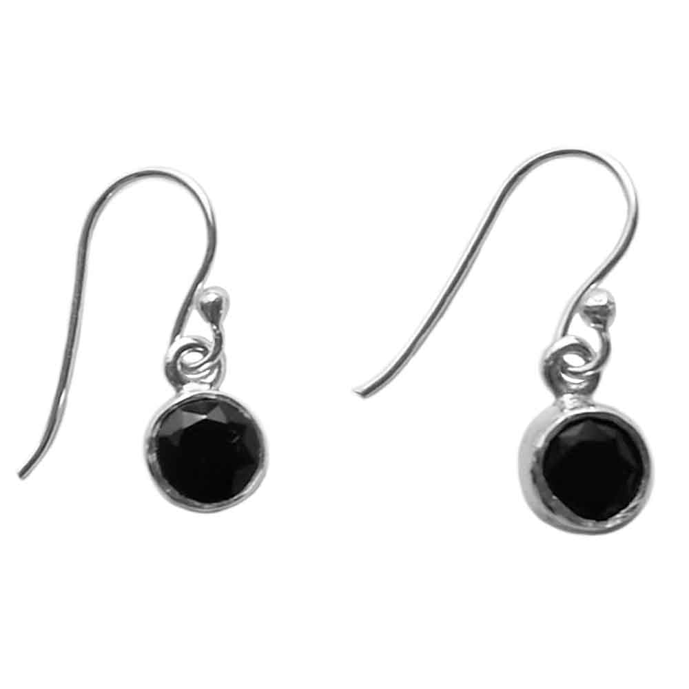 Boucles d’oreilles pendantes onyx noir en argent massif 925