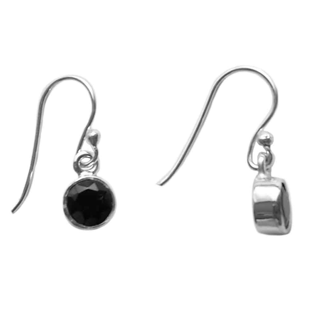 Boucles d’oreilles pendantes onyx noir en argent massif 925