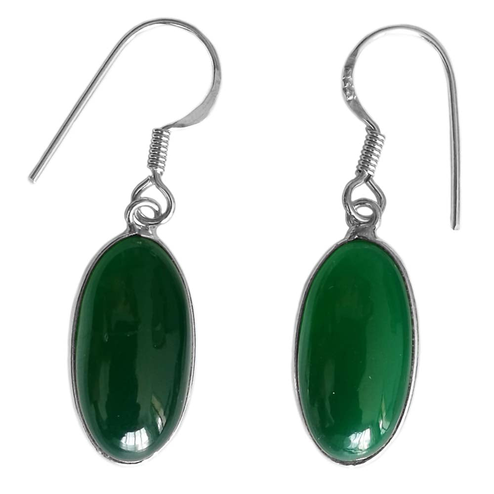 Boucles d’oreilles pendantes onyx vert en argent massif 925