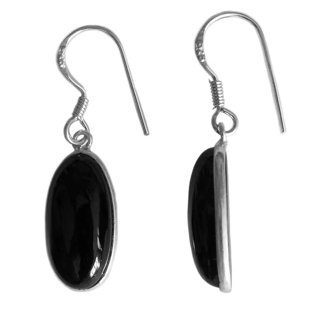 Boucles d’oreilles pendantes onyx noir en argent massif 925