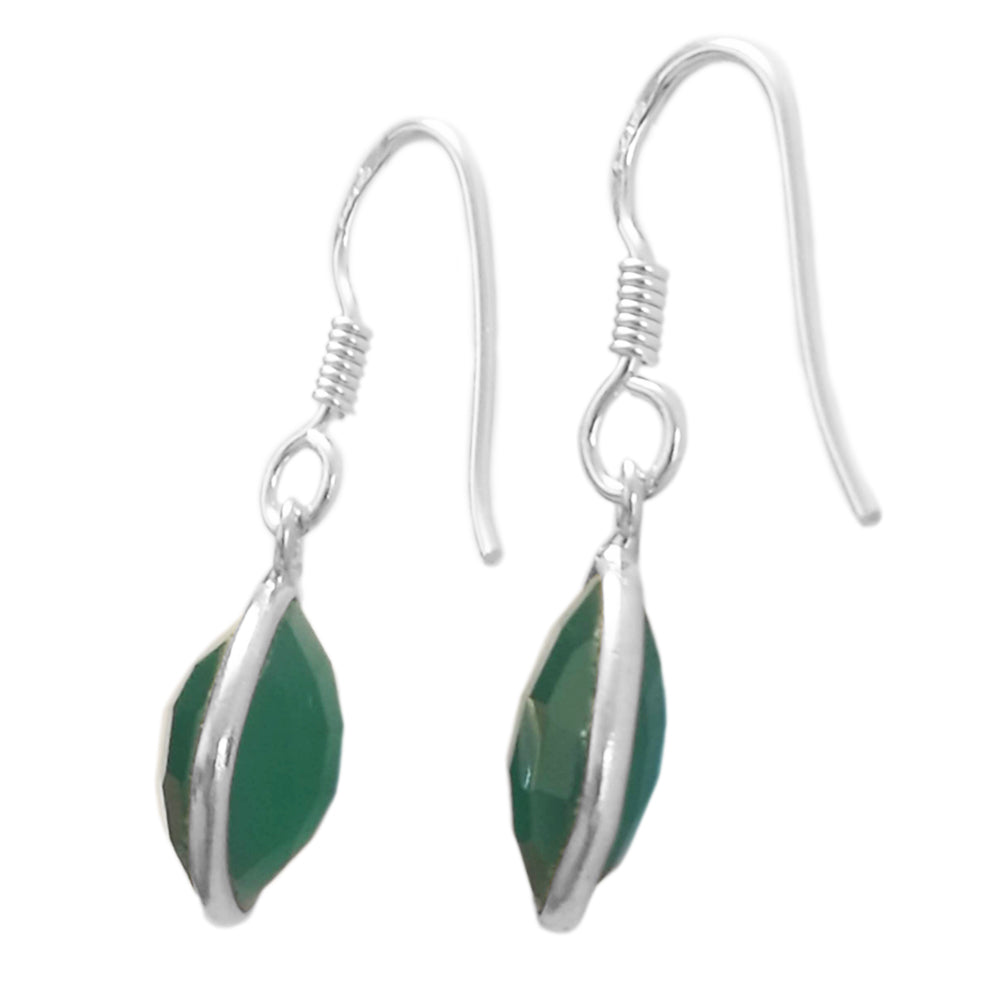 Boucles d’oreilles pendantes onyx vert en argent massif 925