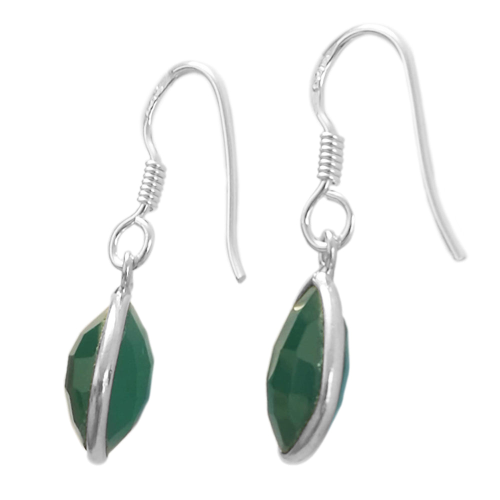 Boucles d’oreilles pendantes onyx vert en argent massif 925