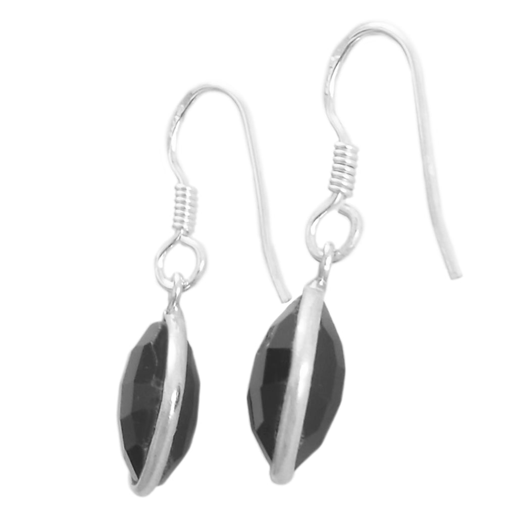 Boucles d’oreilles pendantes onyx noir en argent massif 925