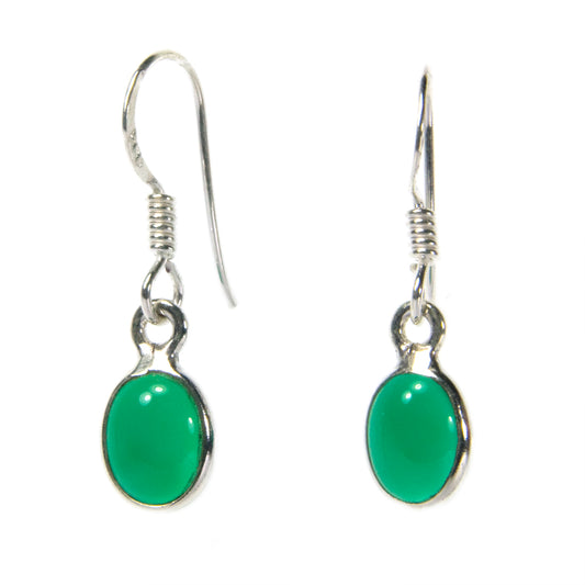 Green onyx sterling silver earrings