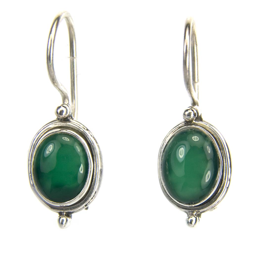 Boucles d’oreilles onyx vert en argent massif 925