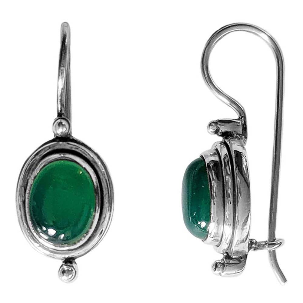 Boucles d’oreilles onyx vert en argent massif 925