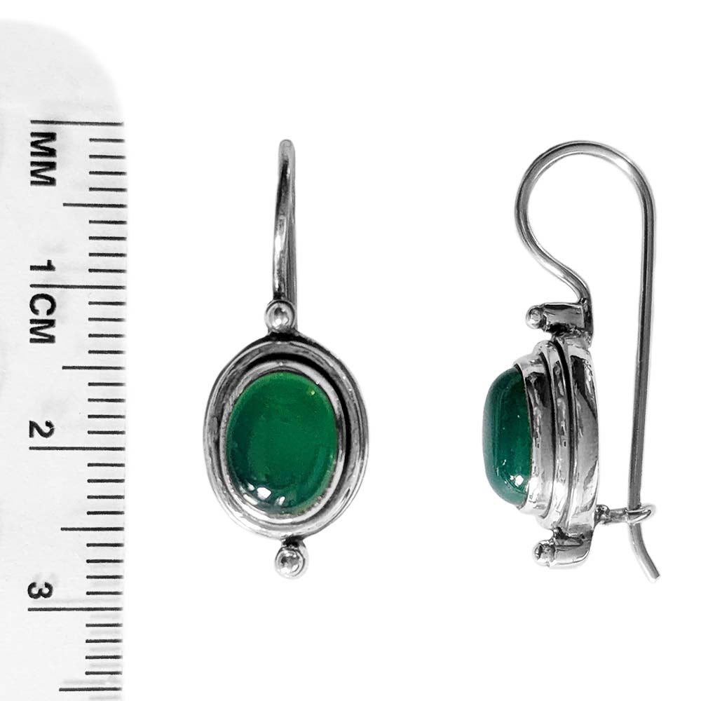 Boucles d’oreilles onyx vert en argent massif 925