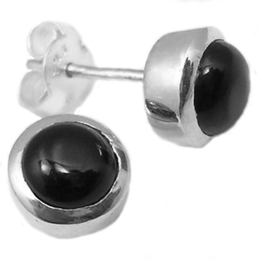 Black onyx sterling silver ear studs