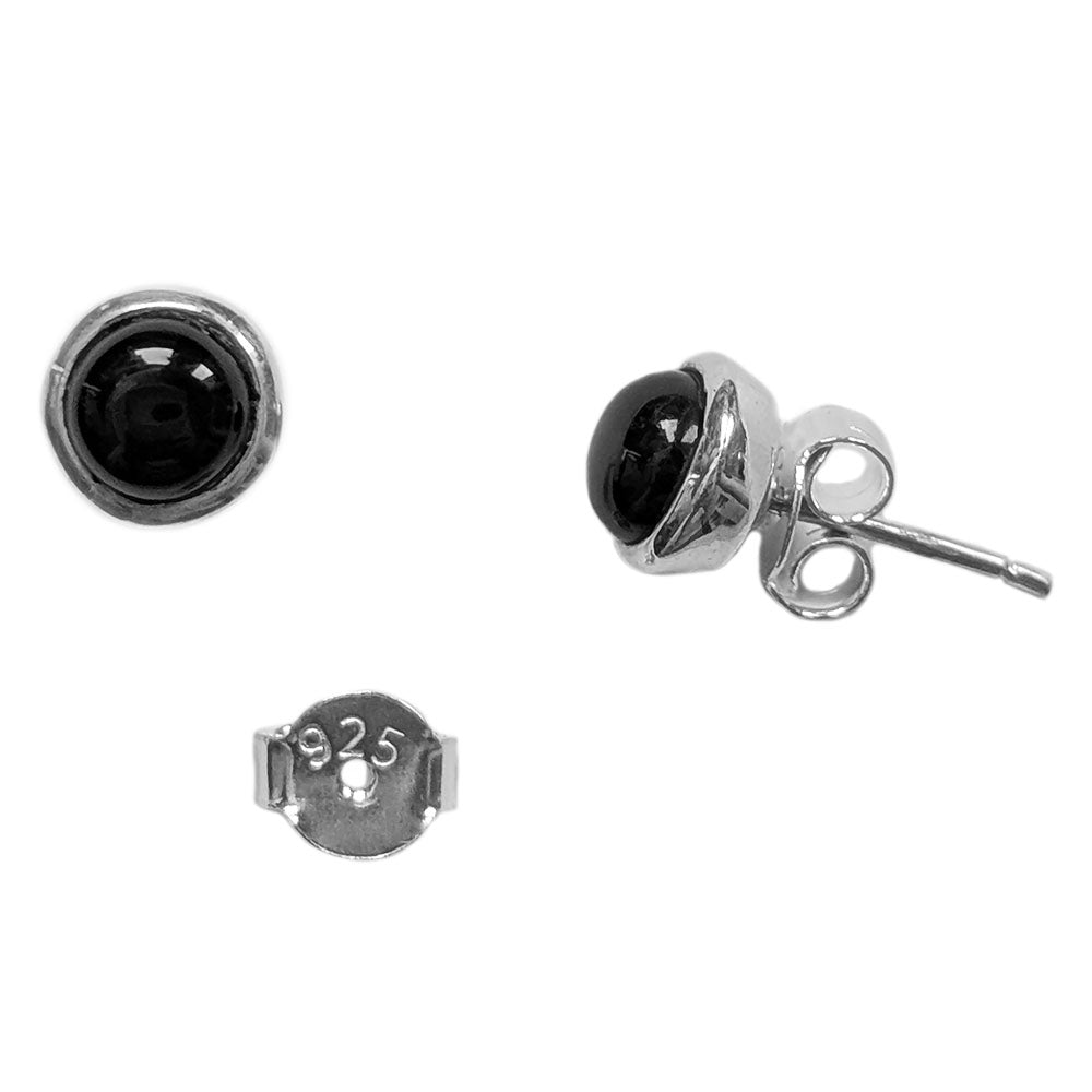 Clous d’oreilles onyx noir en argent massif 925