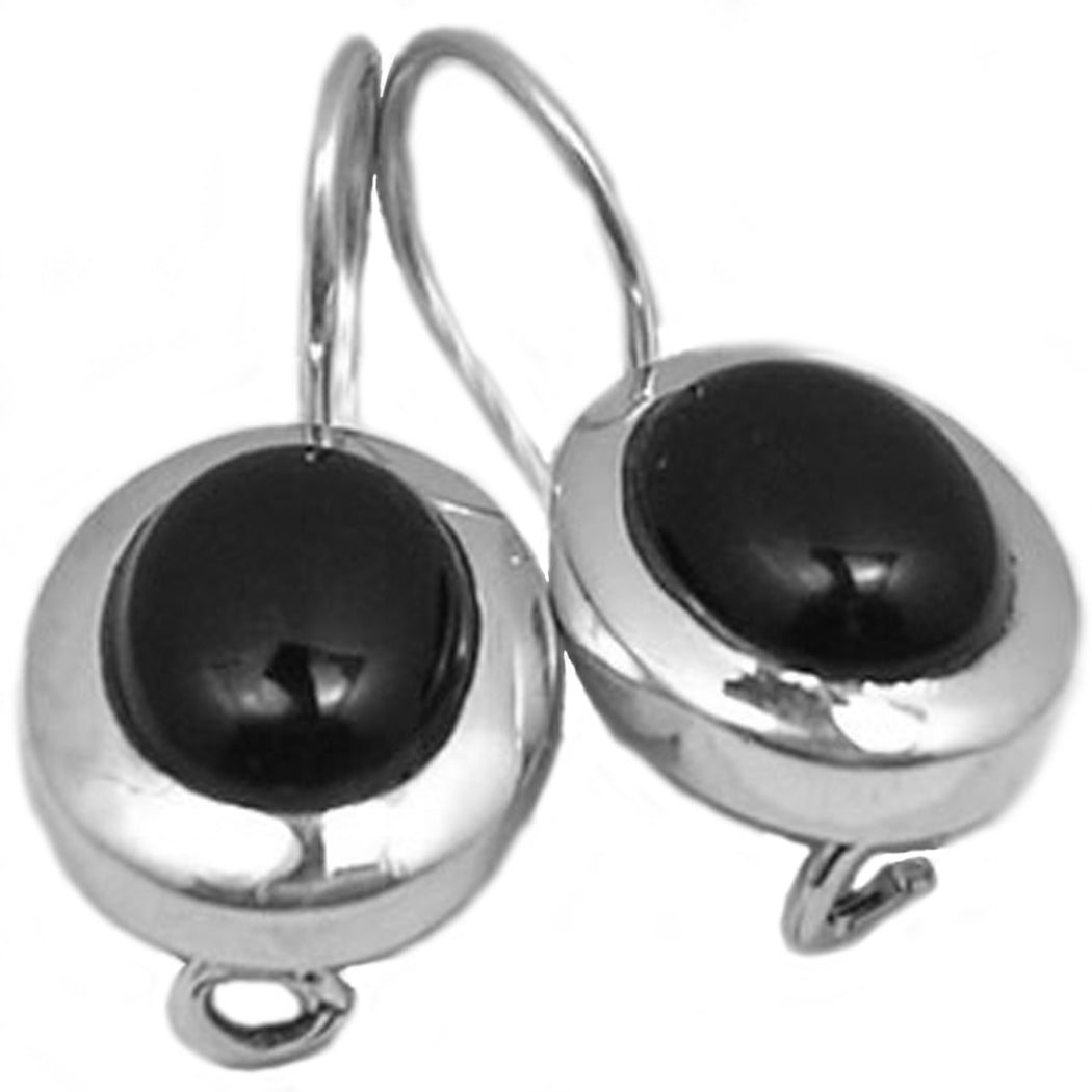 Boucles d’oreilles onyx noir en argent massif 925