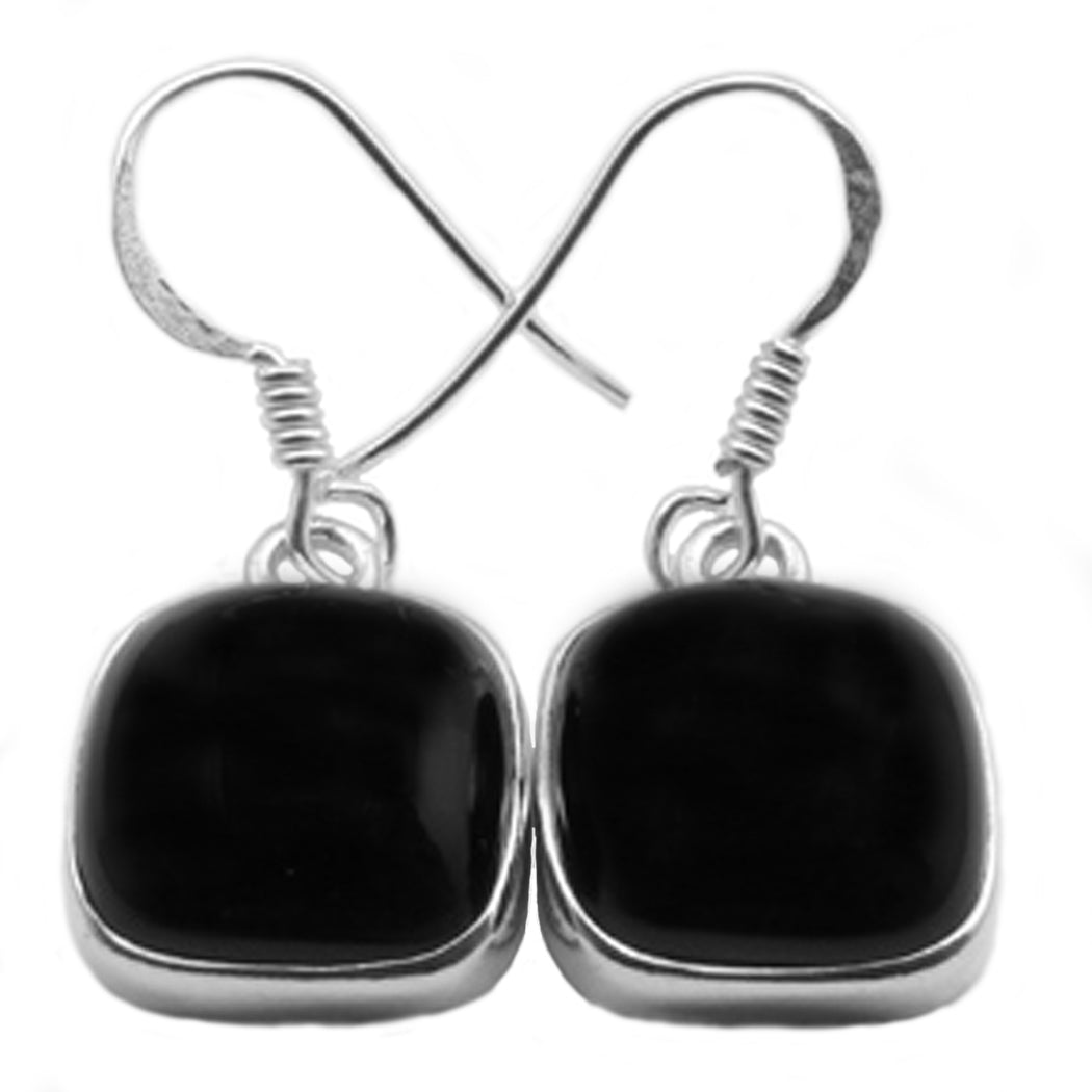 Boucles d’oreilles onyx noir en argent massif 925