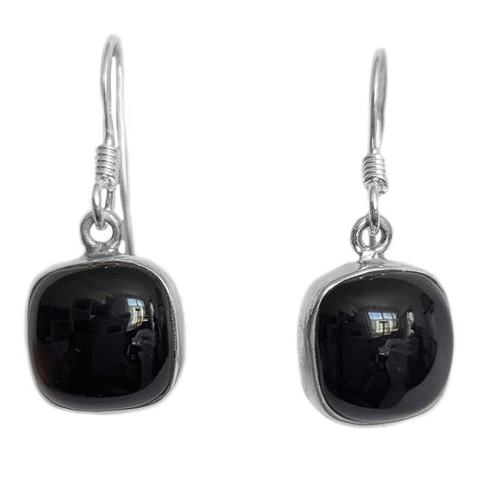 Black onyx sterling silver drop earrings