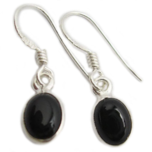 Boucles d’oreilles onyx noir en argent massif 925