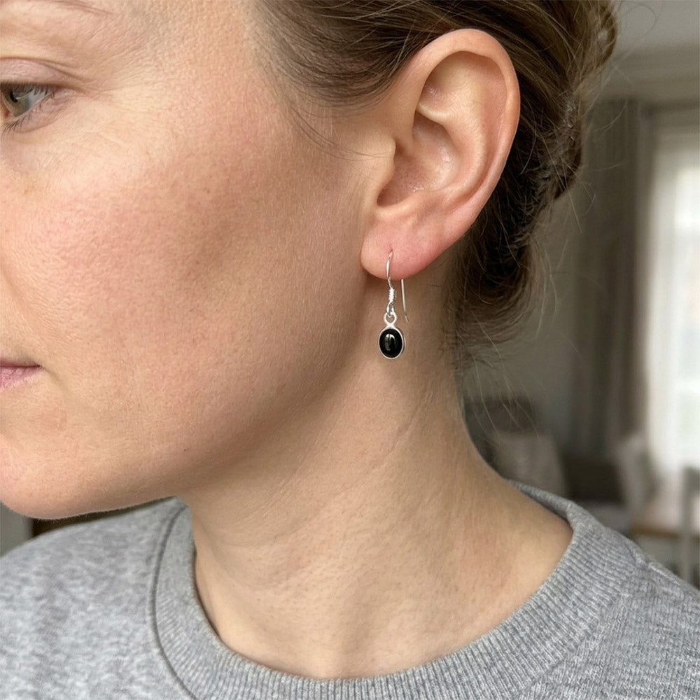 Black onyx sterling silver earrings