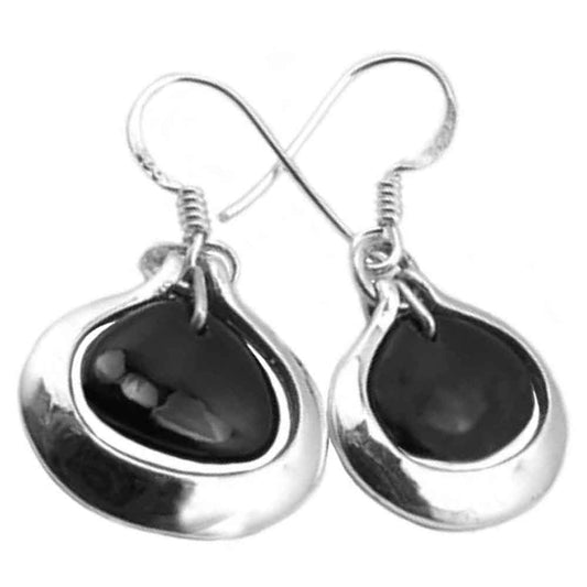 Boucles d’oreilles onyx noir en argent massif 925