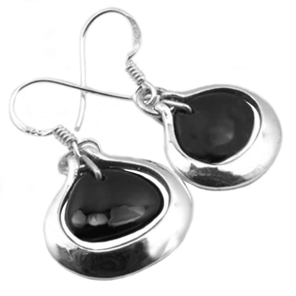 Boucles d’oreilles onyx noir en argent massif 925