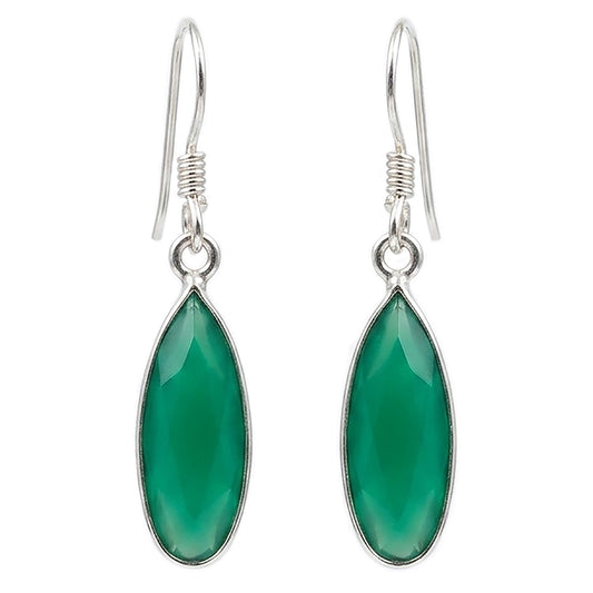 Boucles d’oreilles onyx vert en argent massif 925