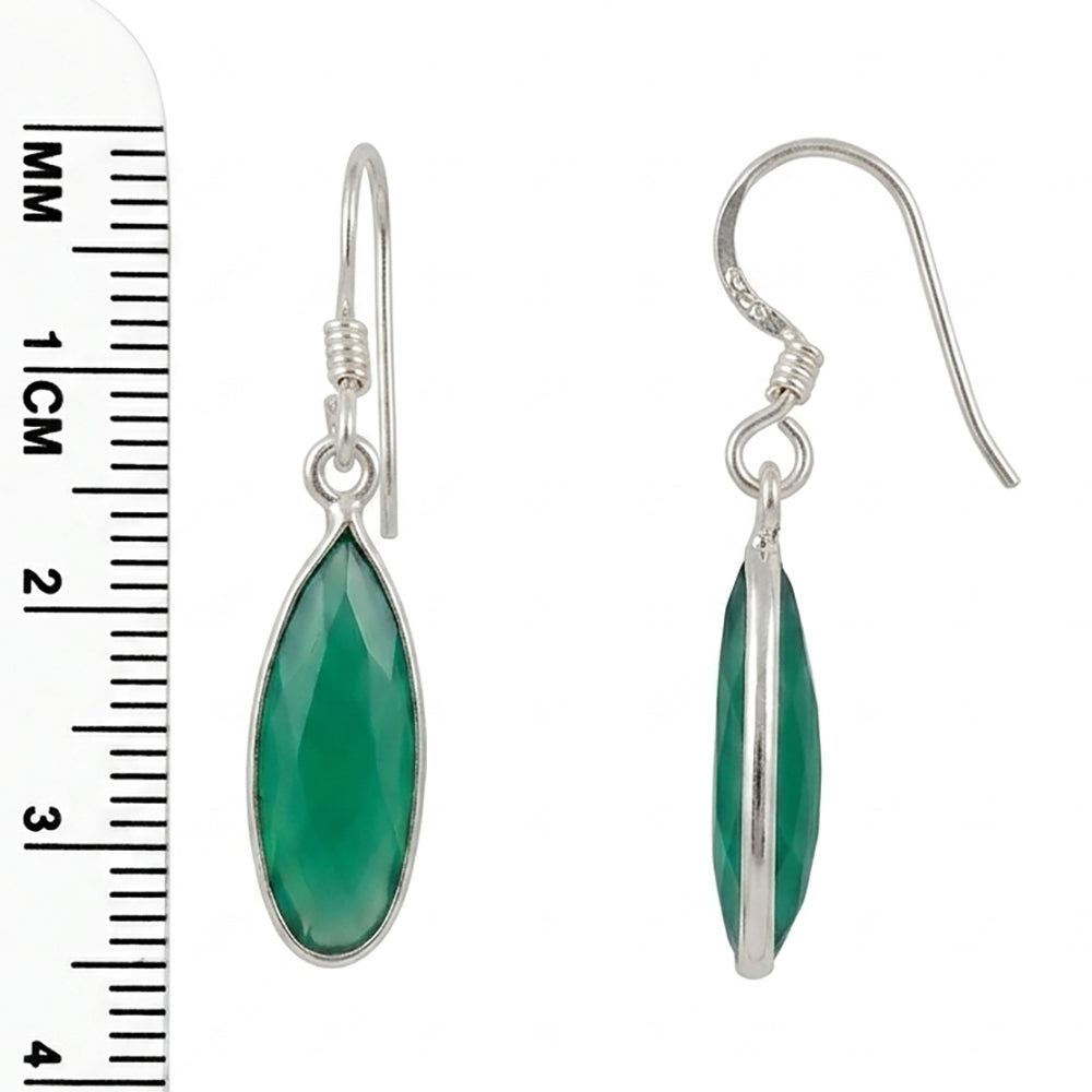Green onyx sterling silver drop earrings
