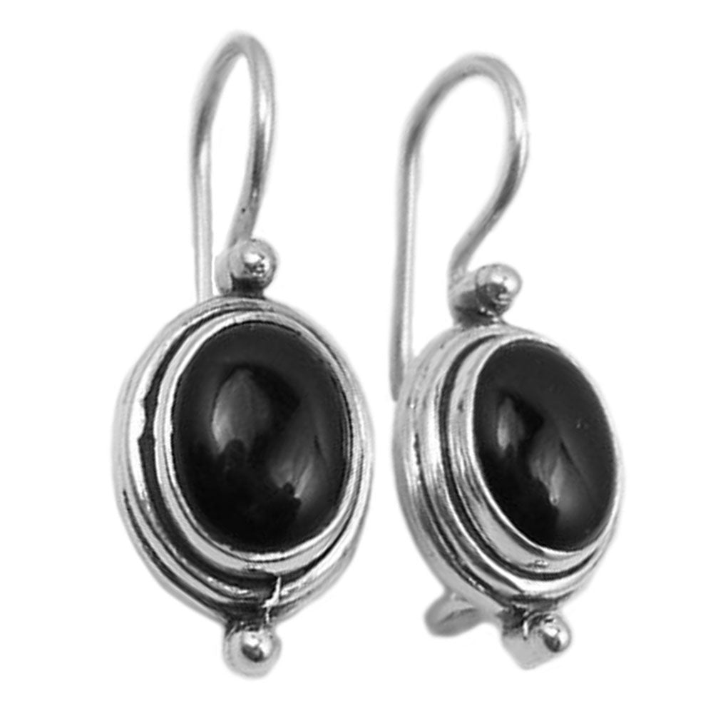 Boucles d’oreilles onyx noir en argent massif 925