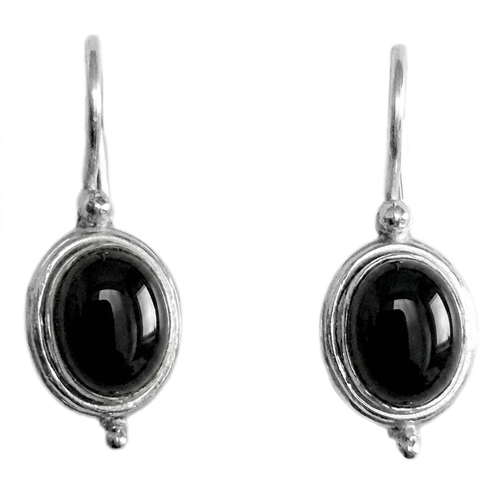 Boucles d’oreilles onyx noir en argent massif 925