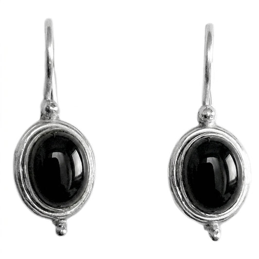 Boucles d’oreilles onyx noir en argent massif 925