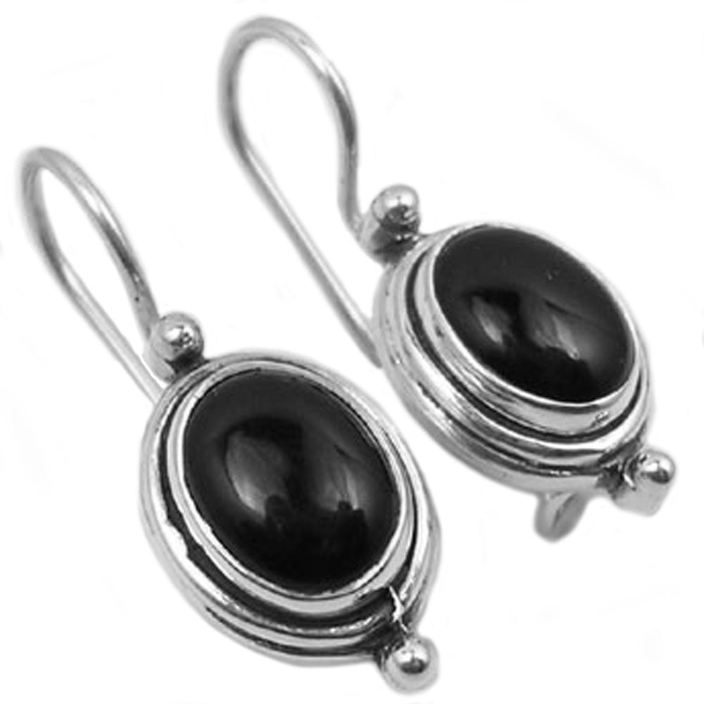 Boucles d’oreilles onyx noir en argent massif 925