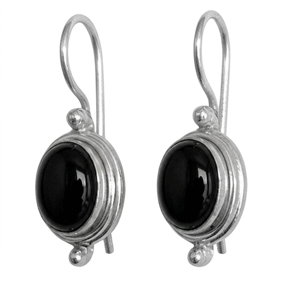 Boucles d’oreilles onyx noir en argent massif 925