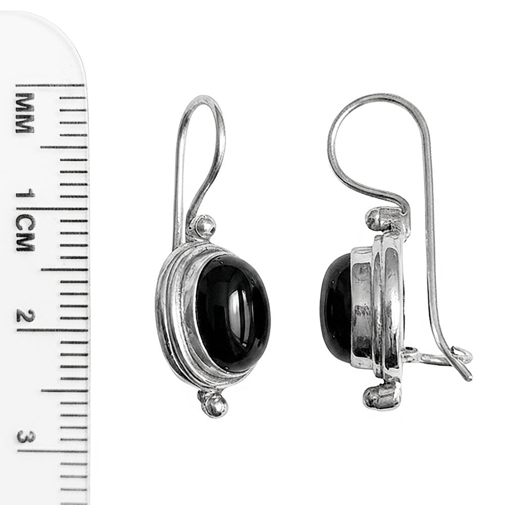 Boucles d’oreilles onyx noir en argent massif 925