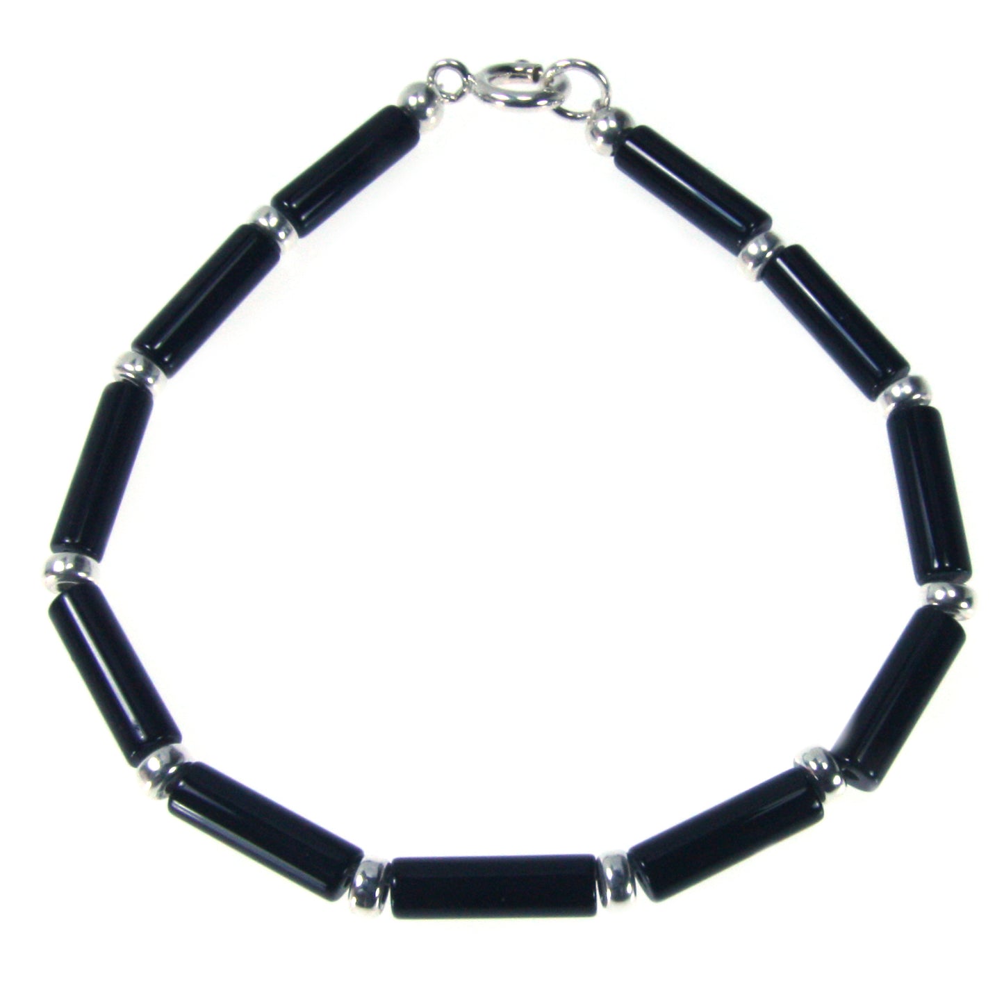 Bracelet onyx noir en argent massif 925