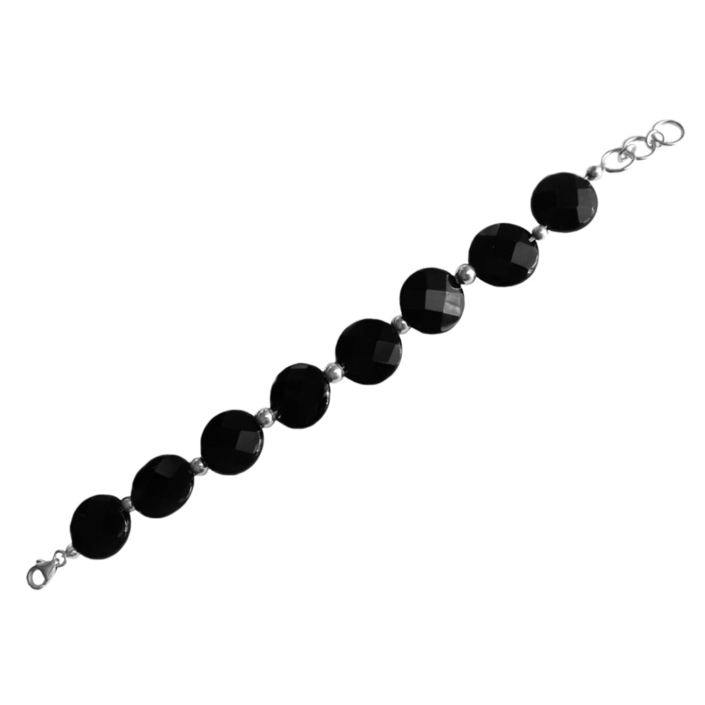 Bracelet onyx noir en argent massif 925