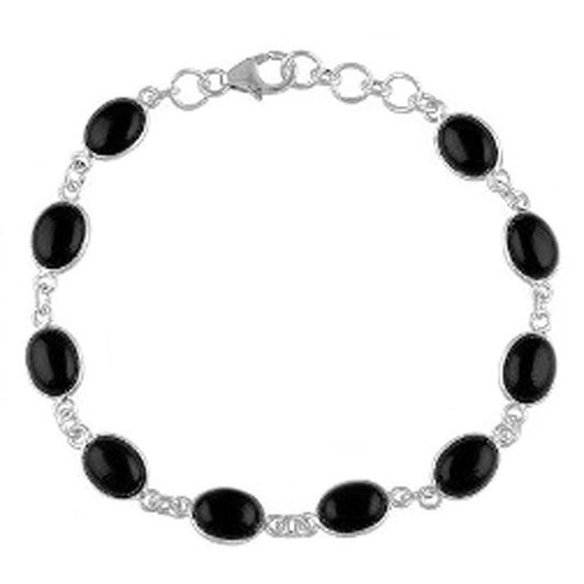 Bracelet onyx noir en argent massif 925