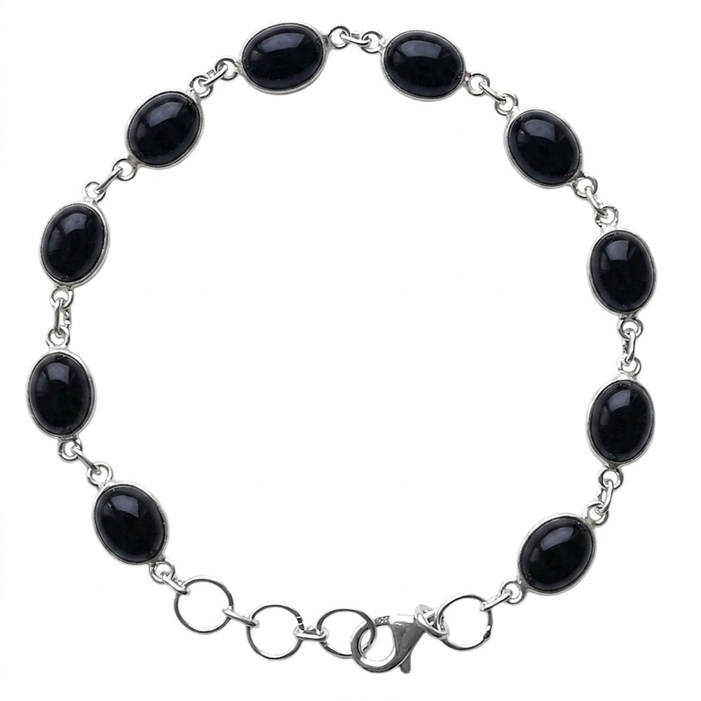 Bracelet onyx noir en argent massif 925