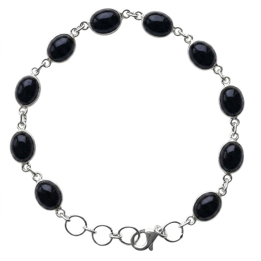 Bracelet onyx noir en argent massif 925