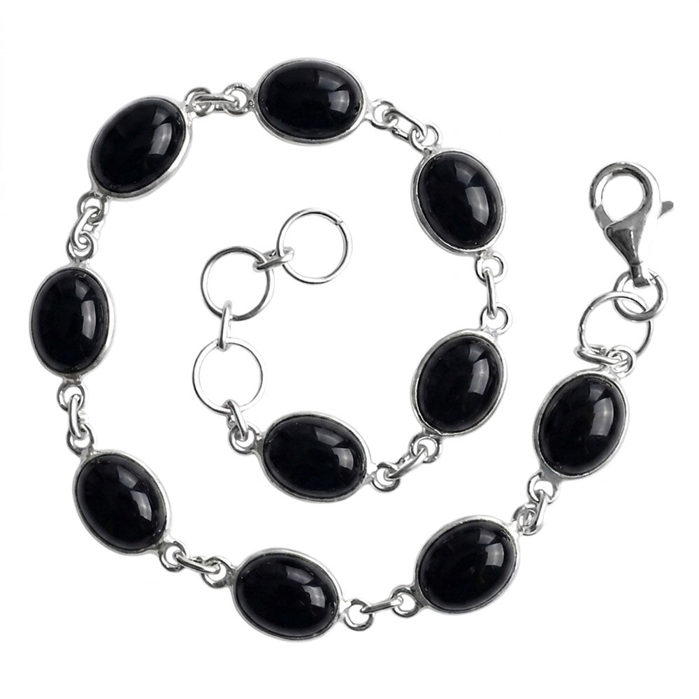 Bracelet onyx noir en argent massif 925