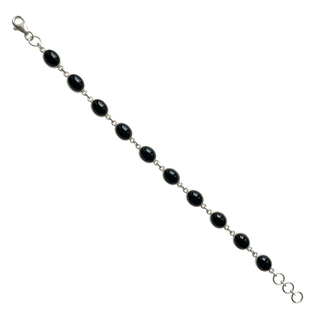 Bracelet onyx noir en argent massif 925