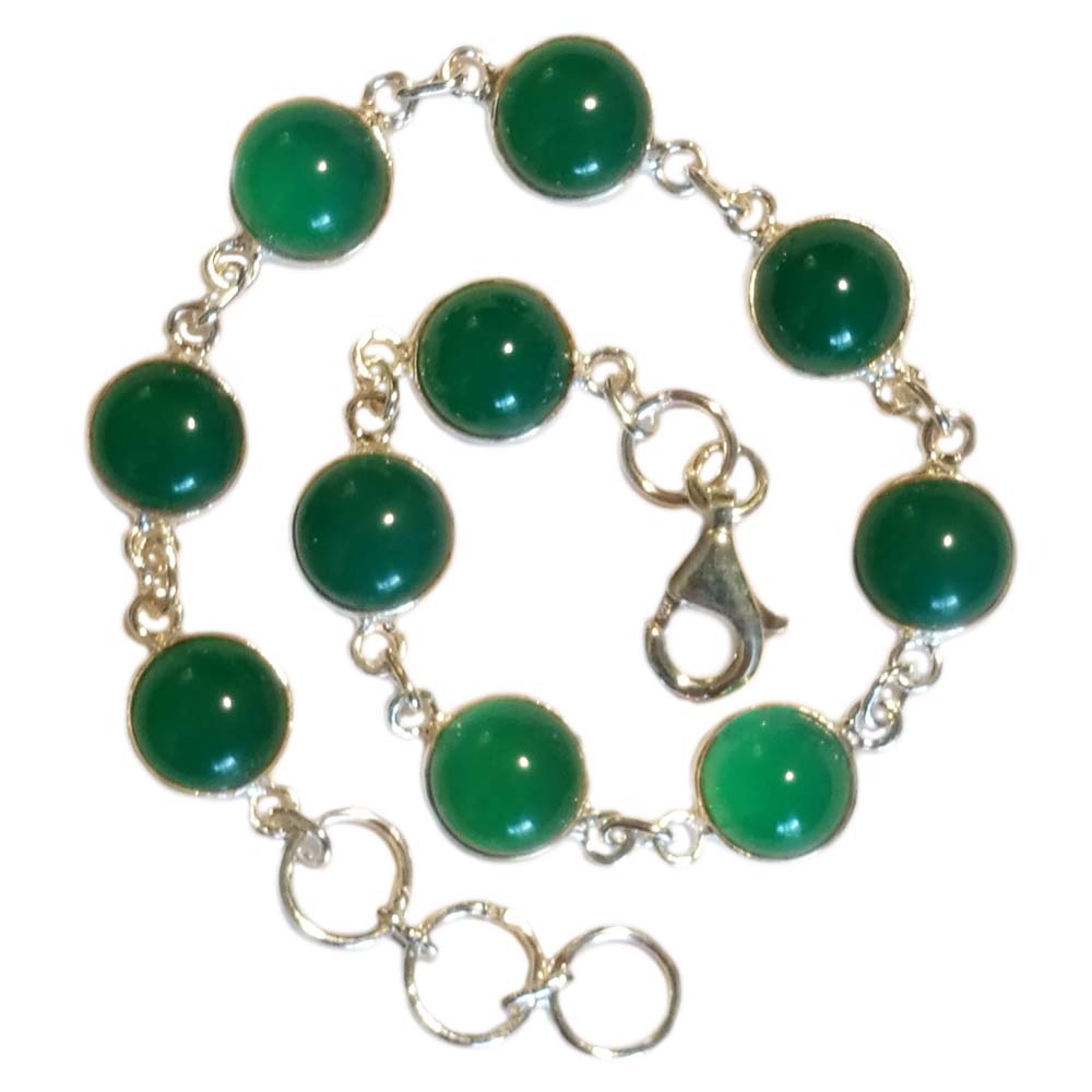 Bracelet onyx vert en argent massif 925