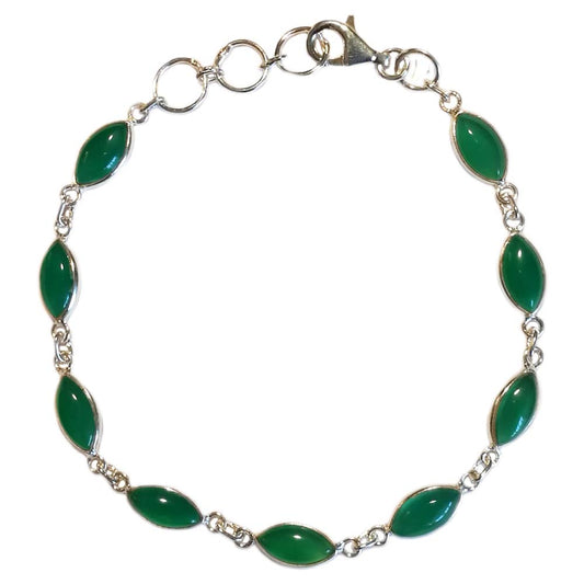 Bracelet onyx vert en argent massif 925