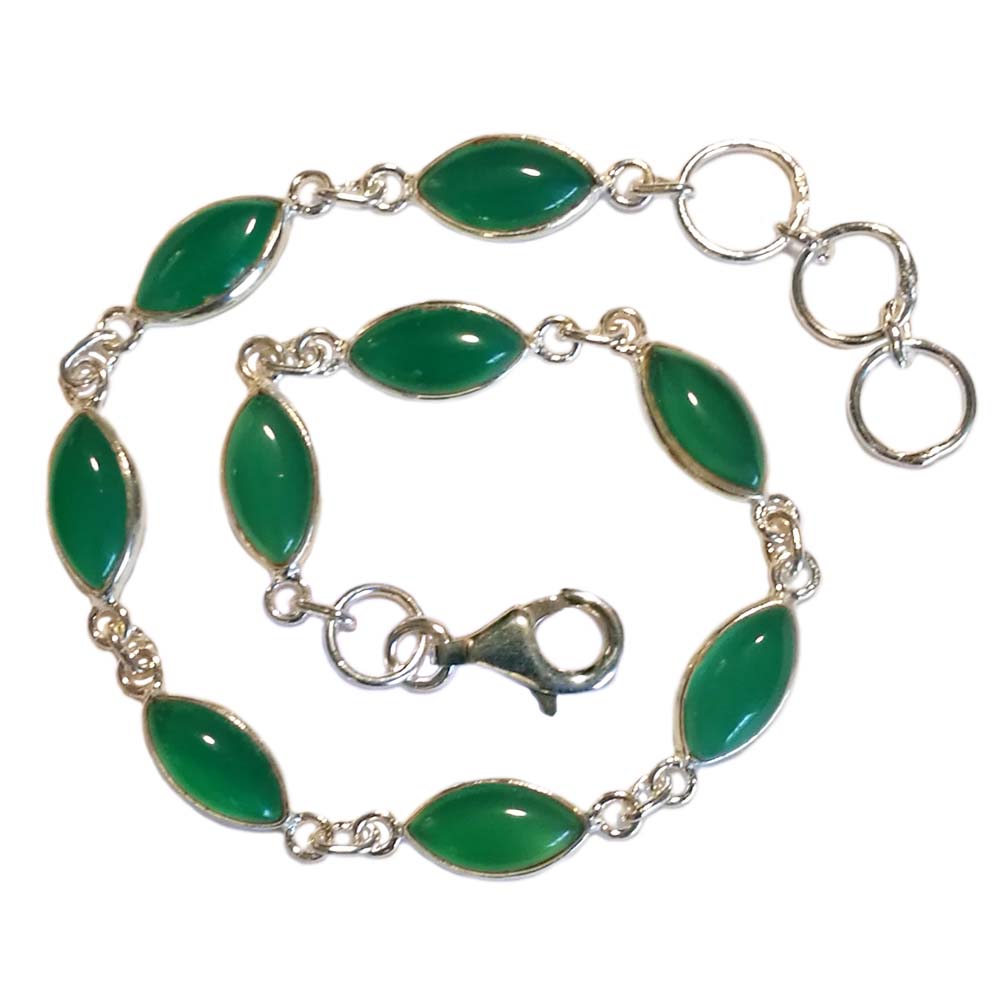 Bracelet onyx vert en argent massif 925