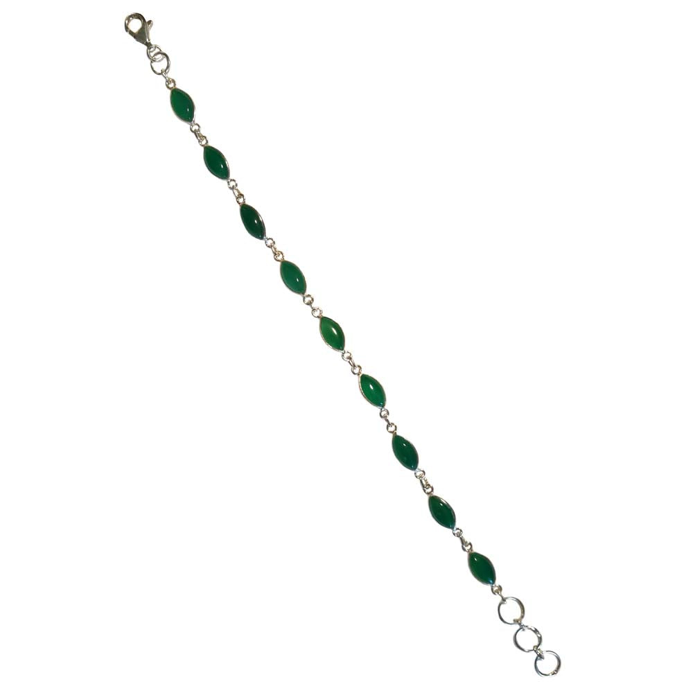 Bracelet onyx vert en argent massif 925