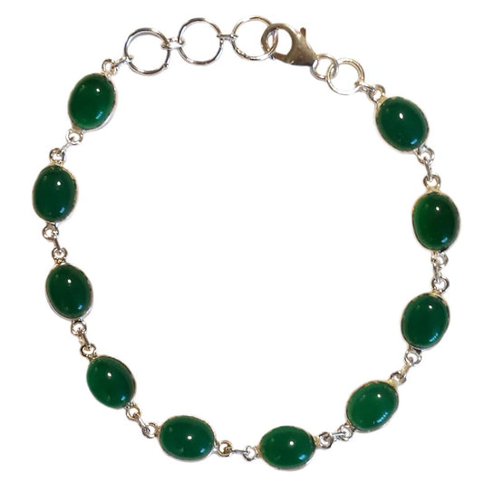 Bracelet onyx vert en argent massif 925