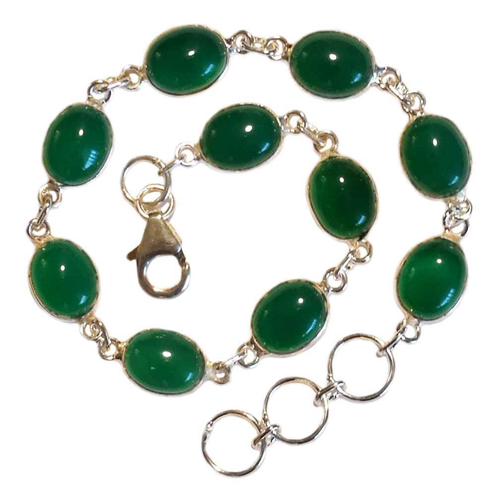 Bracelet onyx vert en argent massif 925